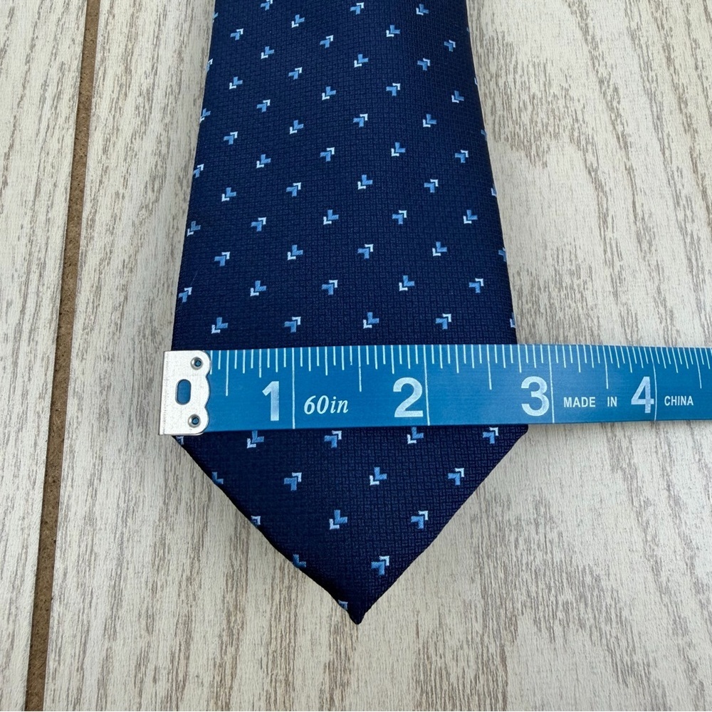 737 Alfani Men's Tie Galway Mini 410 Navy Blue $55 Polyester - Picture 2 of 5